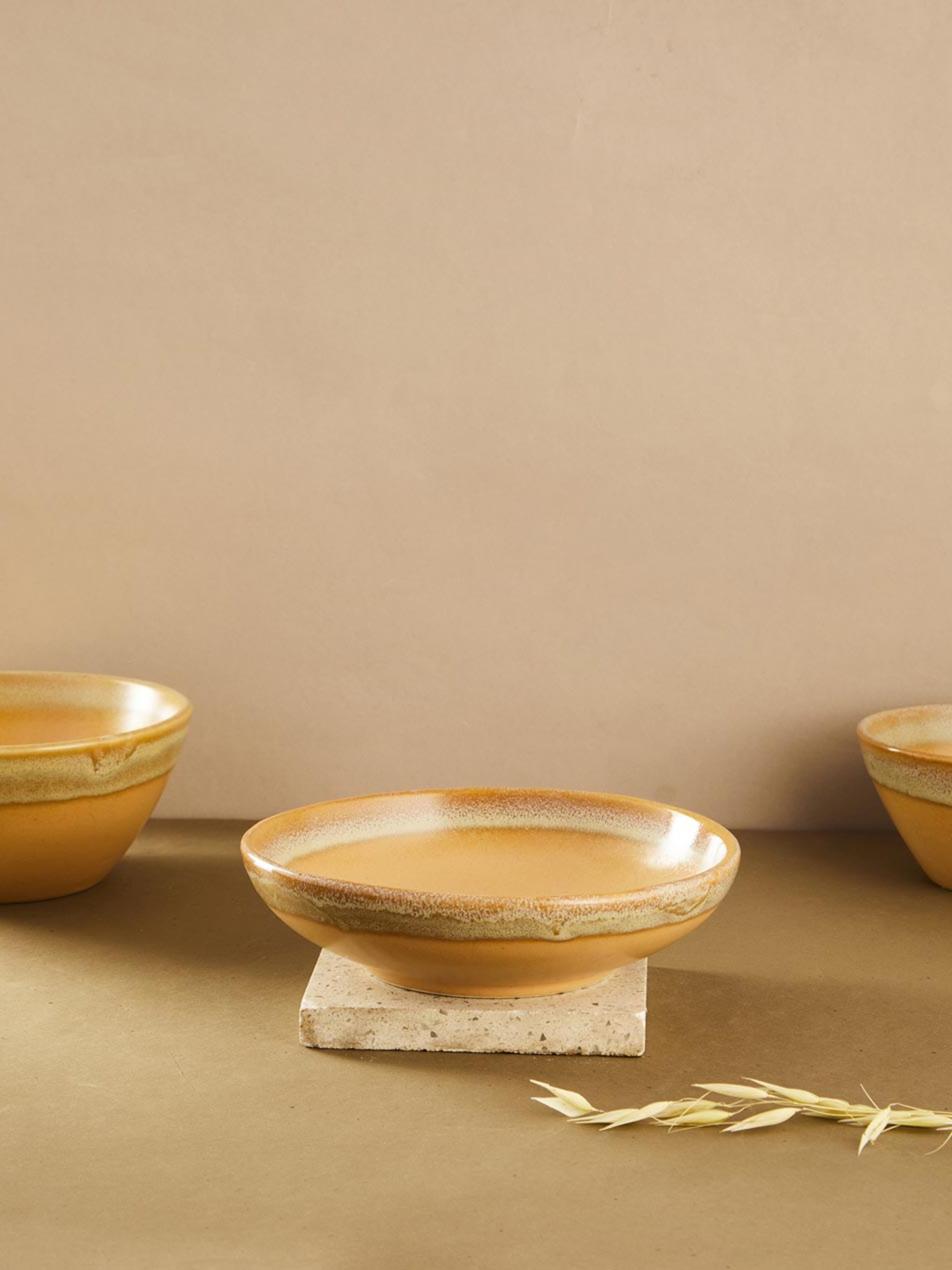 

Fabindia Anaarbagh Yellow Textured Ceramic Salad Bowl