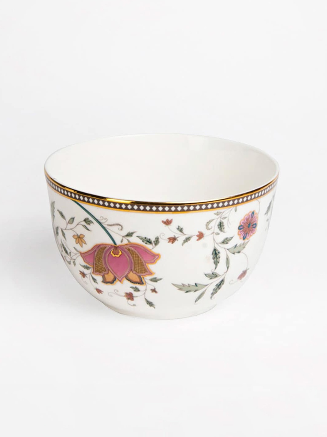

Fabindia Zoya White & Pink Printed Ceramic Decaled Serving Bowl