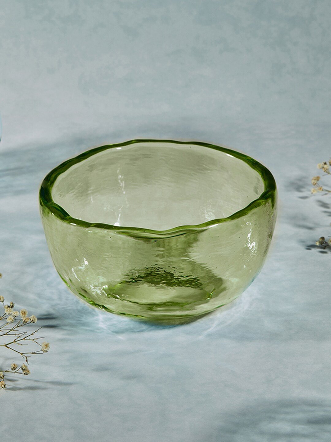 

Fabindia Pardarshee Green Glass Serving Bowl