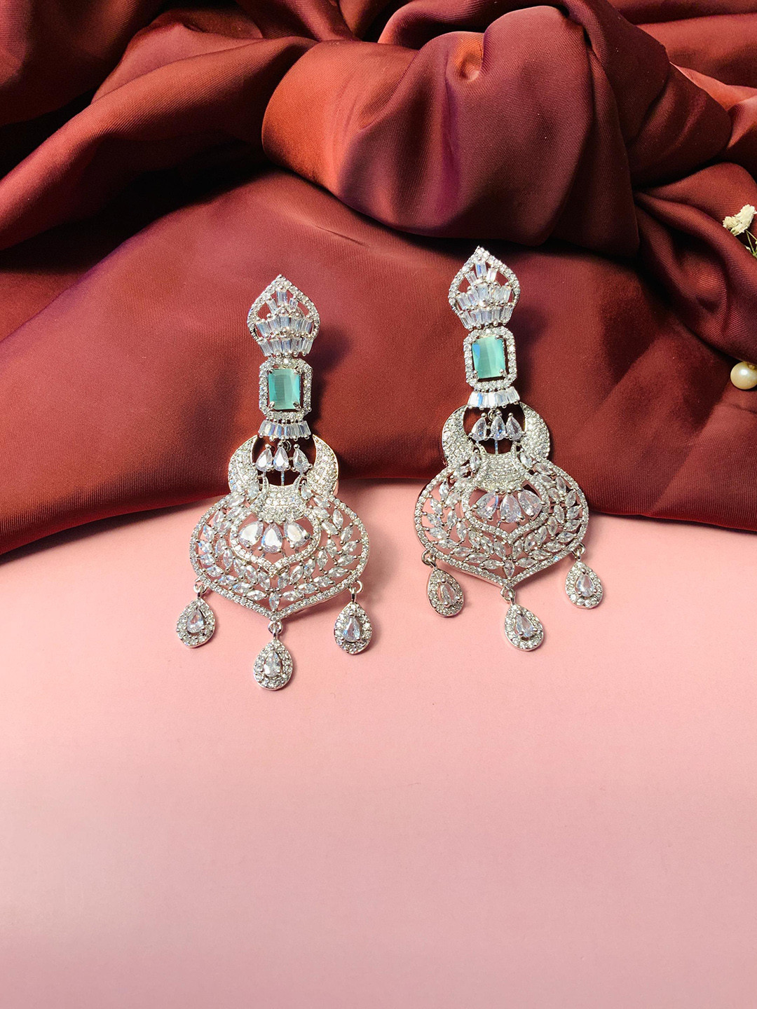 

ABDESIGNS Silver-Plated Floral Drop Earrings