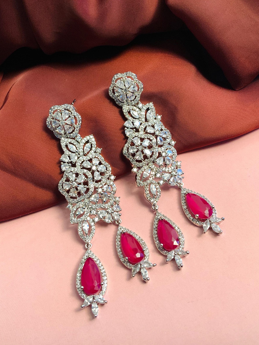 

ABDESIGNS Silver-Plated Floral Drop Earrings