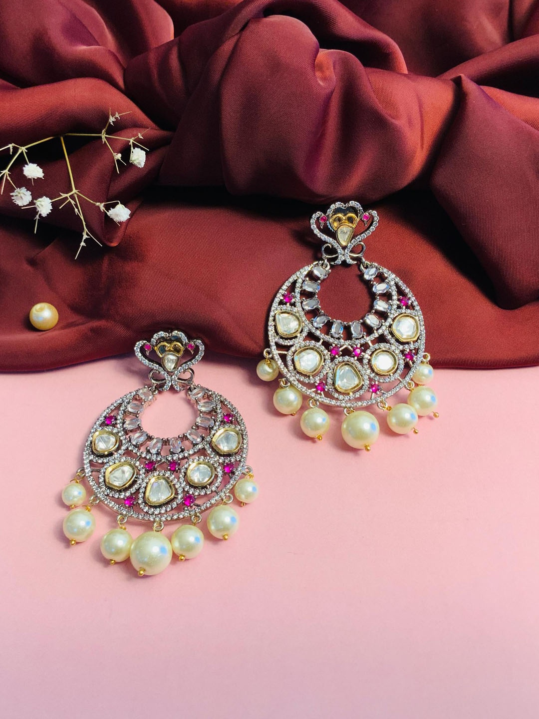 

ABDESIGNS Silver-Plated Crescent Shaped Chandbalis