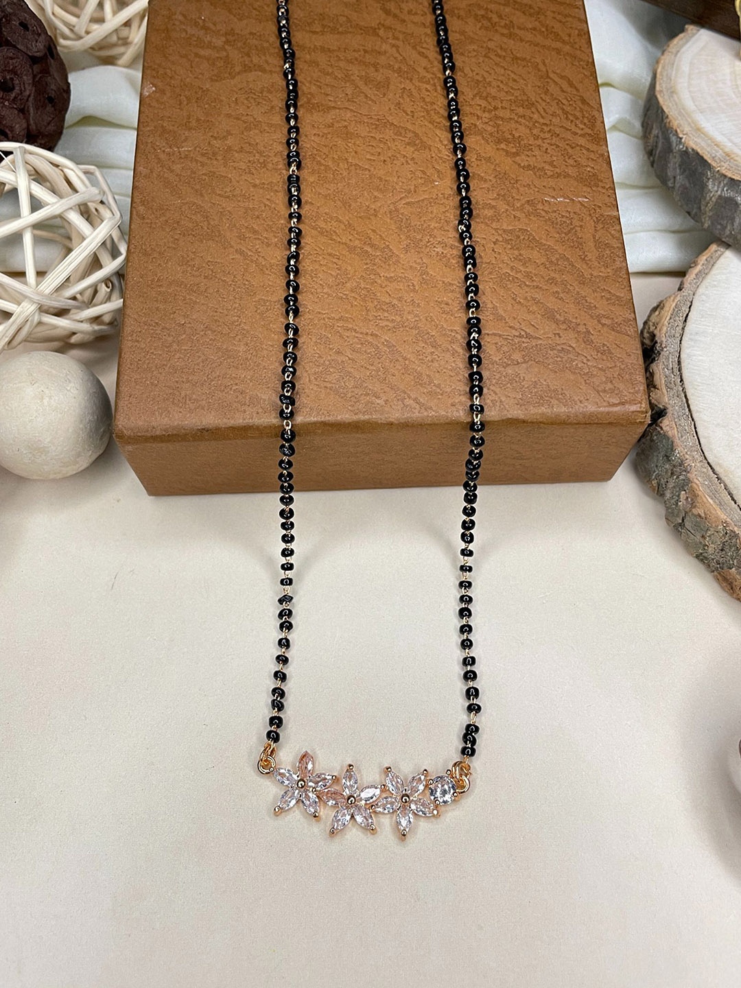 

ABDESIGNS Rose Gold-Plated AD-Studded & Beaded Mangalsutra