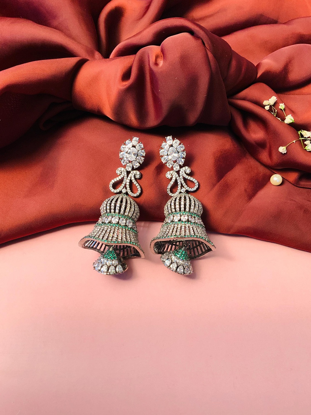 

ABDESIGNS Silver-Plated Floral Drop Earrings