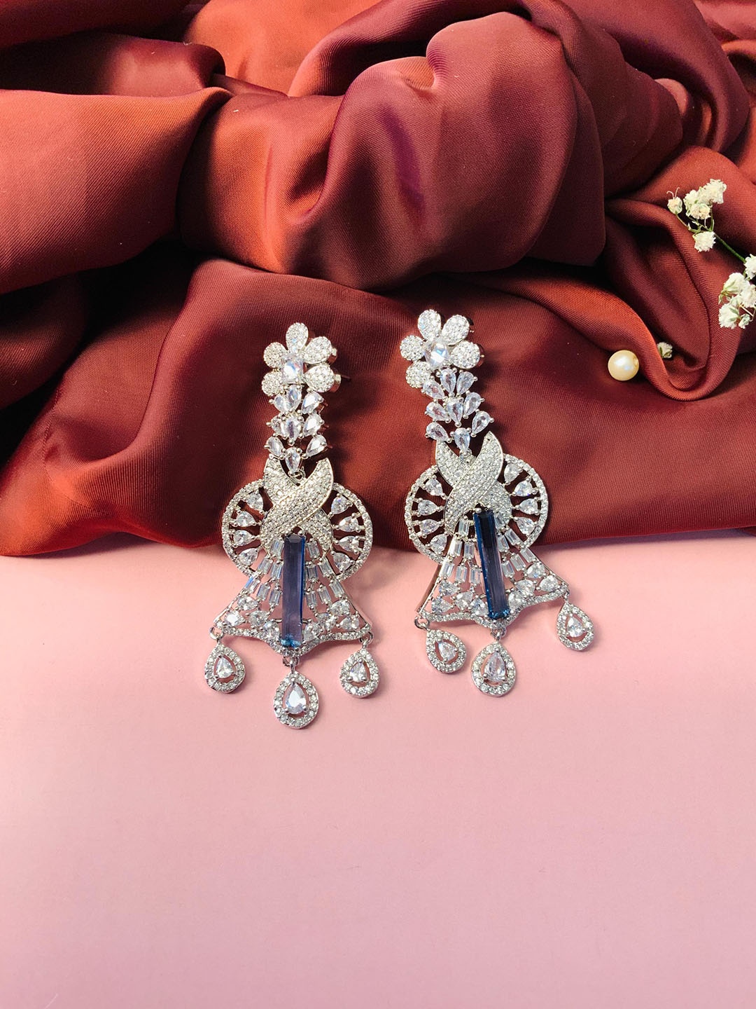 

ABDESIGNS Silver-Plated Floral Drop Earrings