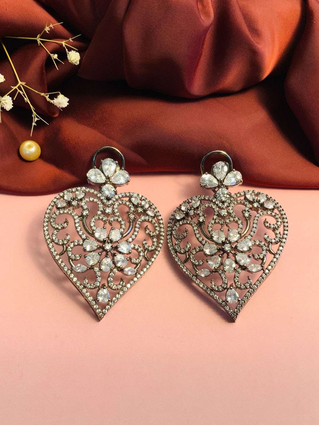 

ABDESIGNS Silver-Plated Floral Drop Earrings