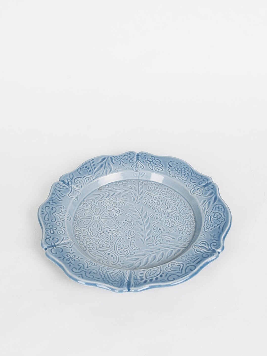 

Fabindia Blue Ceramic Embossed Tray