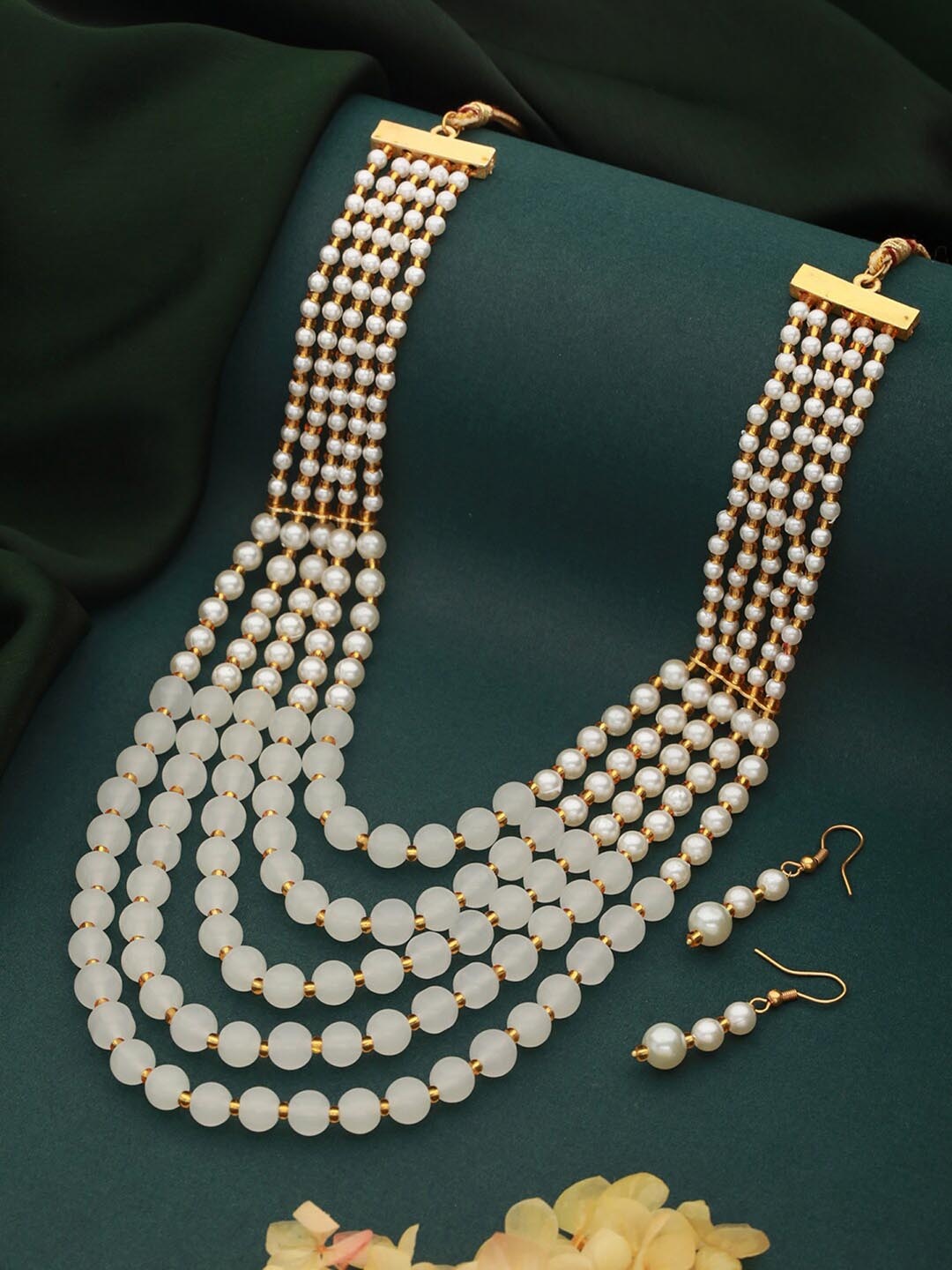 

Aadvik Designs Gold-Plated Pearl Beaded Jewellery Set