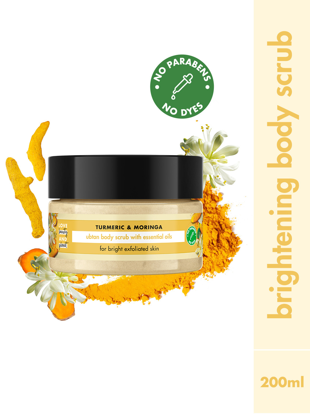 

Love Beauty & Planet Turmeric & Moringa Ubtan Body Scrub with Essential Oils - 200ml, Beige