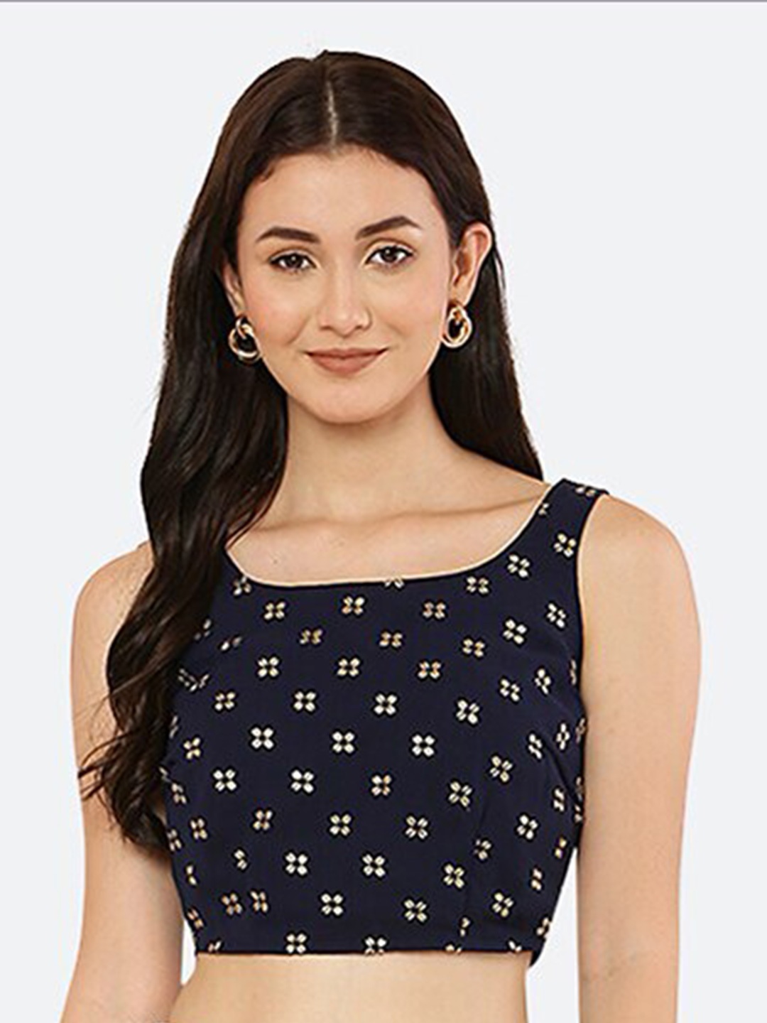 

BAESD Conversational Printed Regular Crop Top, Blue