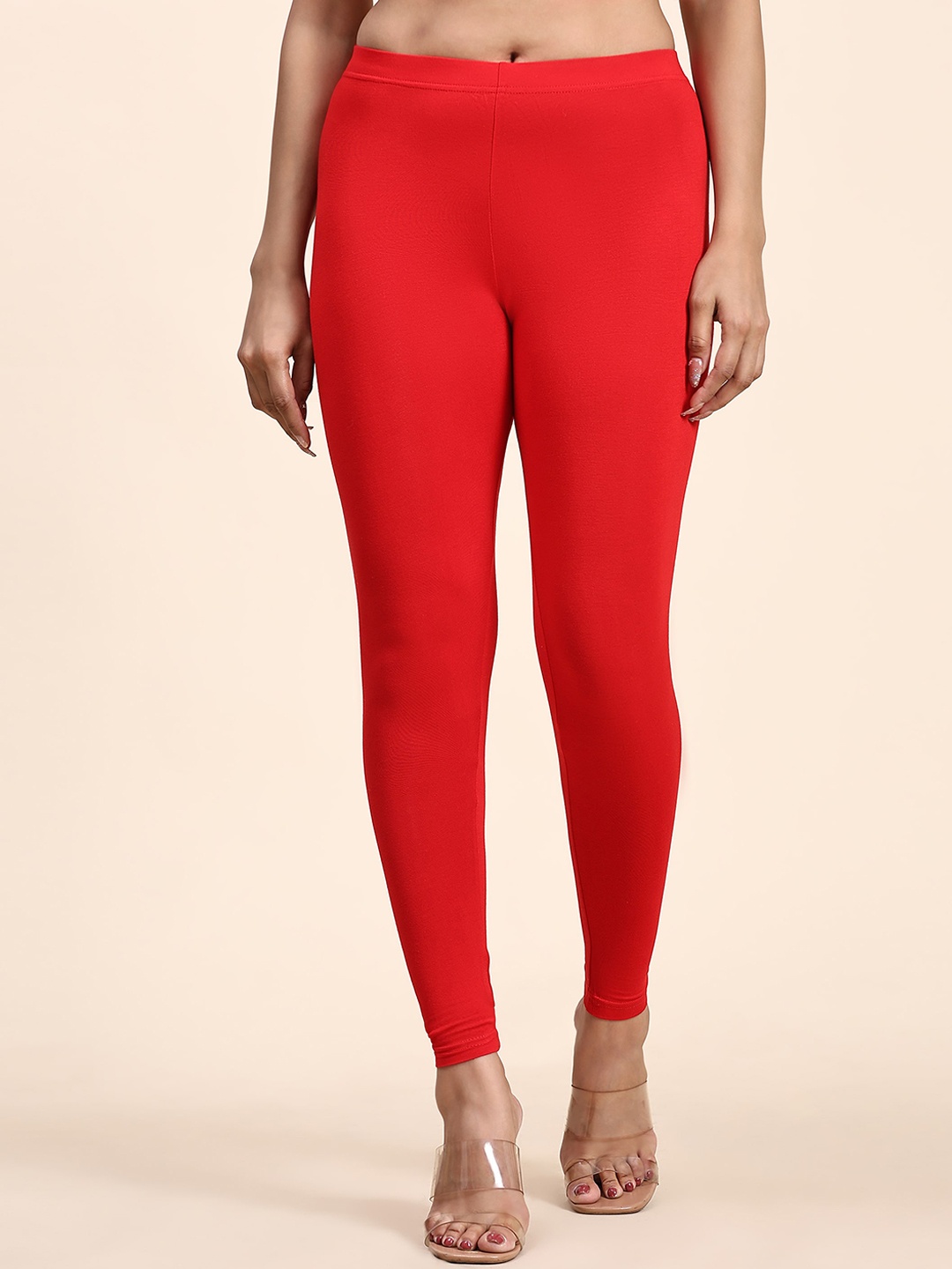 

Outflits Women Skinny-Fit Churidar Length Leggings, Red