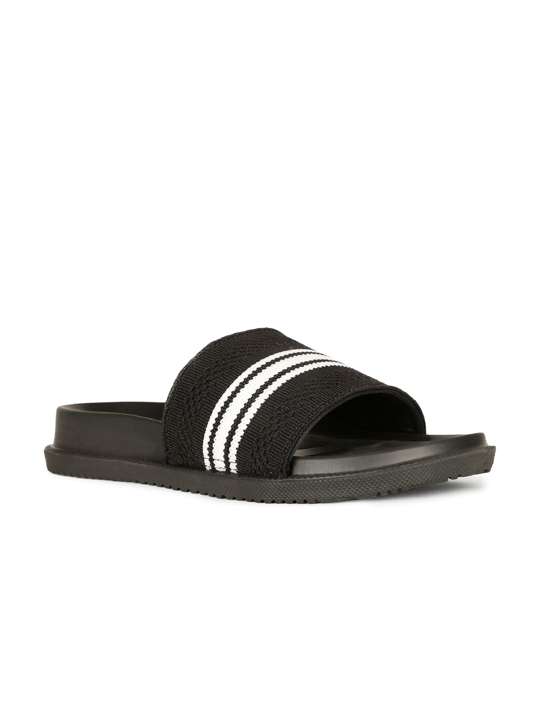 

Bata Men Striped Sliders, Black