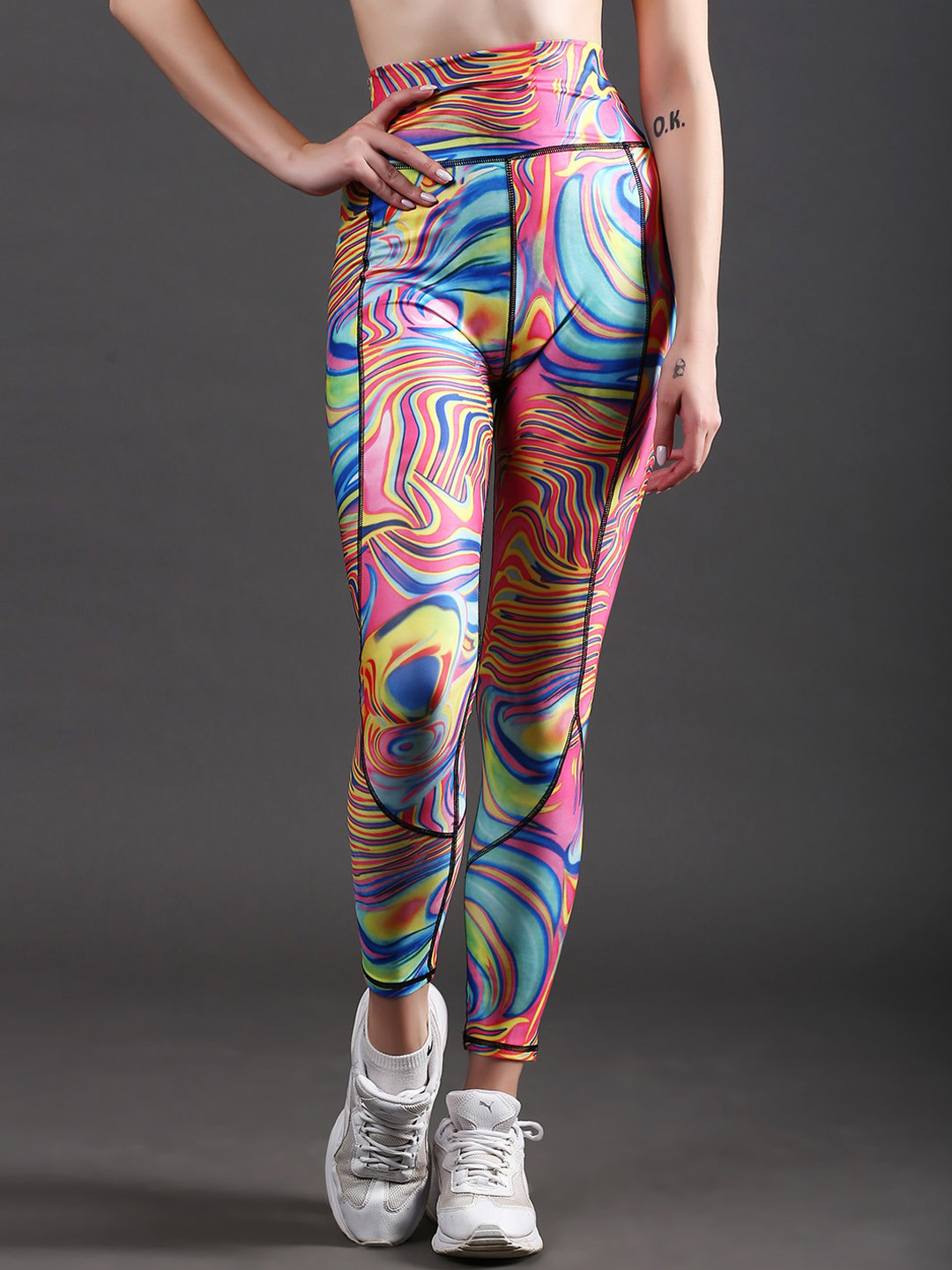 

The Dance Bible Women Printed High-Rise Gym Tights, Pink