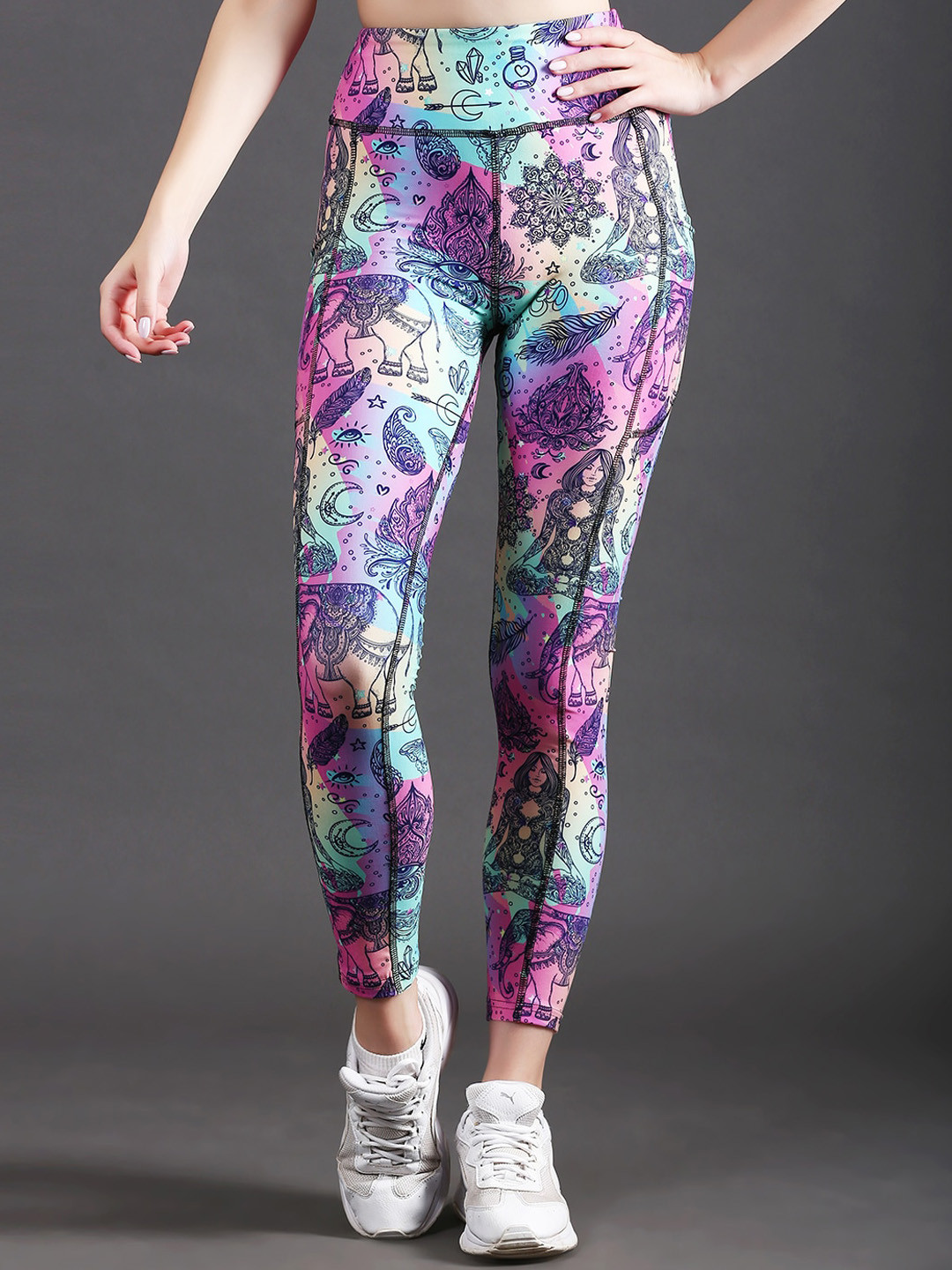 

The Dance Bible Women Printed High-Rise Gym Tights, Pink