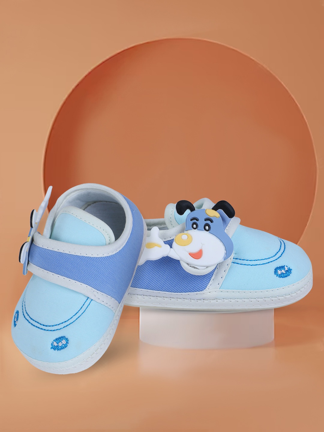 

Baby Moo Infants Dog Patterned Pure Cotton Booties, Blue