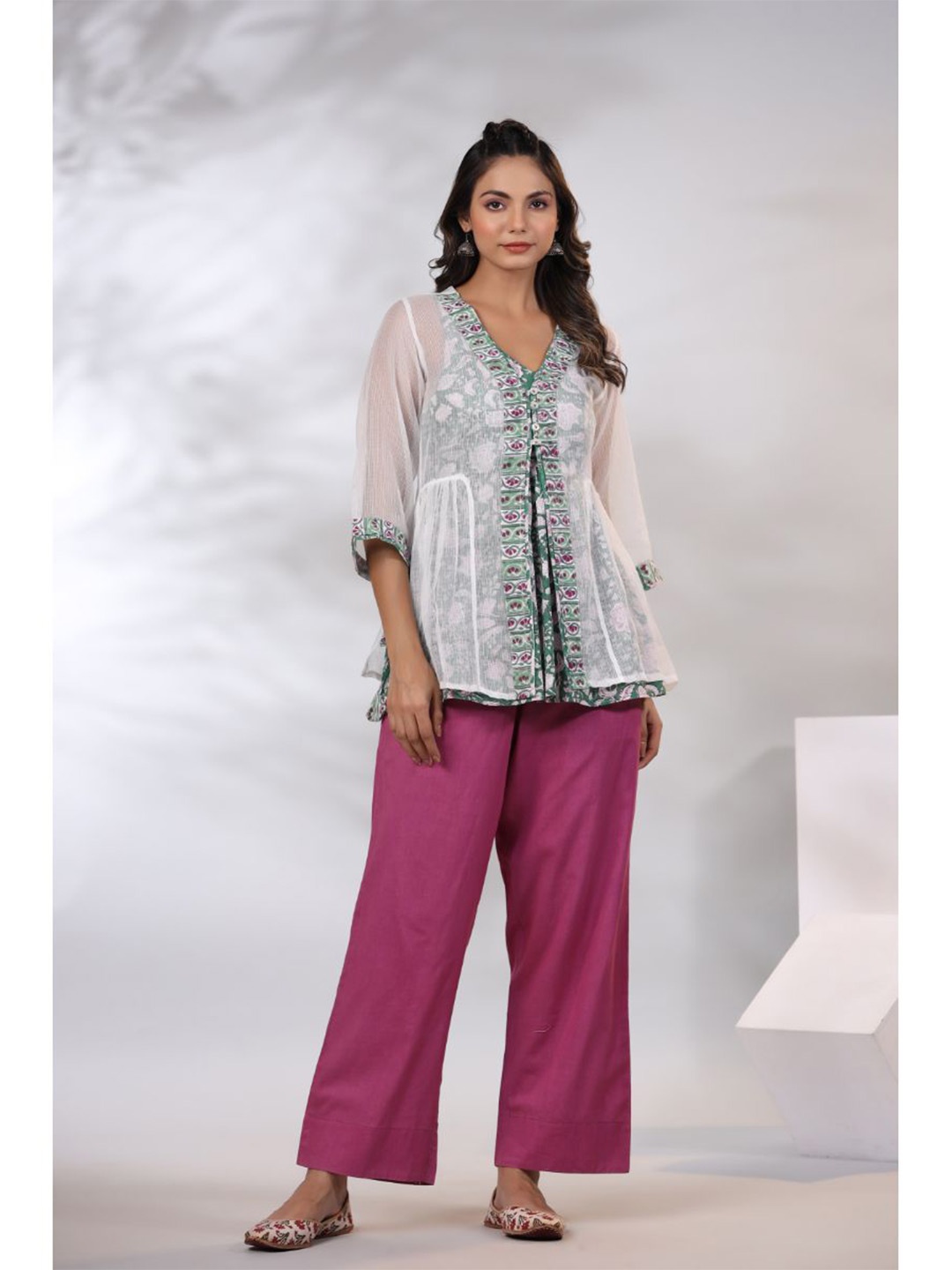 

Shuddhi Ethnic Motifs Printed Cotton Tunic, White