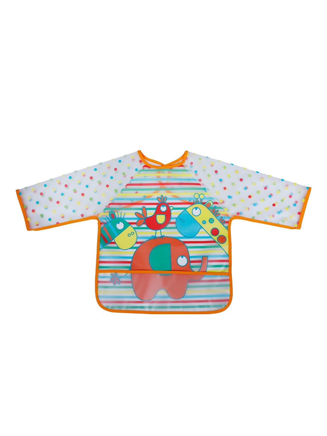 

Baby Moo Polka Dots with Animals Waterproof Wear Me Bib, Orange