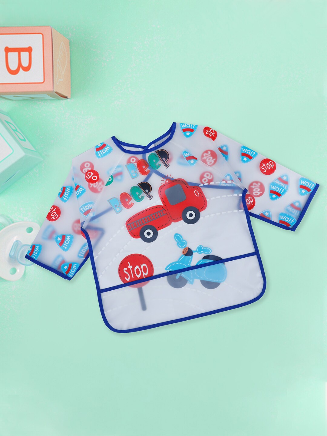 

Baby Moo Printed Waterproof Bibs, Blue