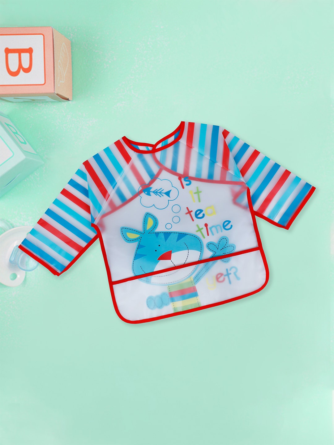 

Baby Moo Its Meal Time Waterproof Wear Me Bib, Blue