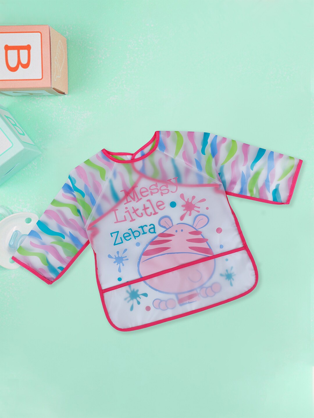

Baby Moo Messy Lil Zebra Long Sleeves Waterproof Wear Me Bib, Pink
