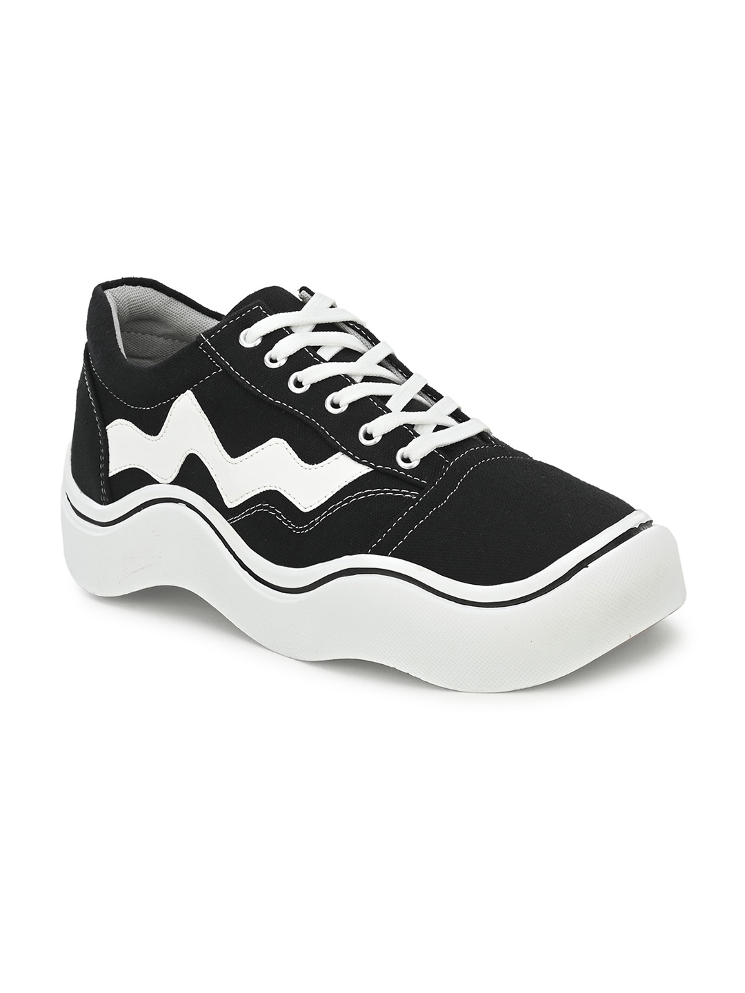 

ARIVO Men Colourblocked Lightweight Canvas Contrast Sole Sneakers, Black