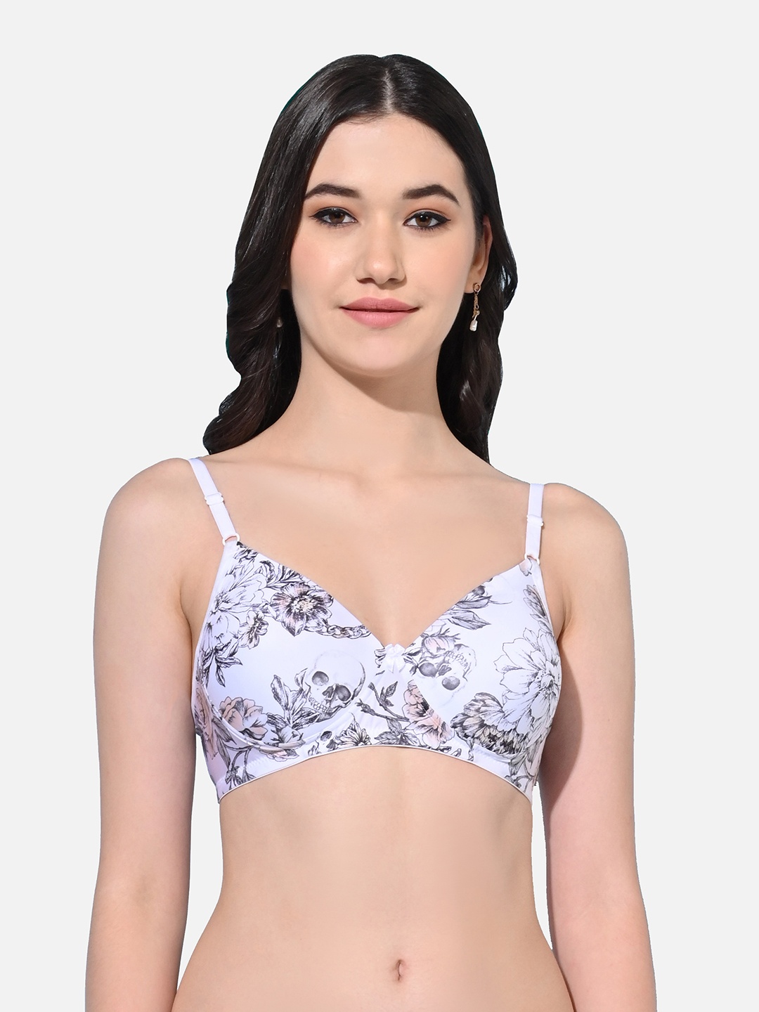 

FIMS Floral Printed Lightly Padded Non-Wired Medium Coverage Everyday Bra, Blue