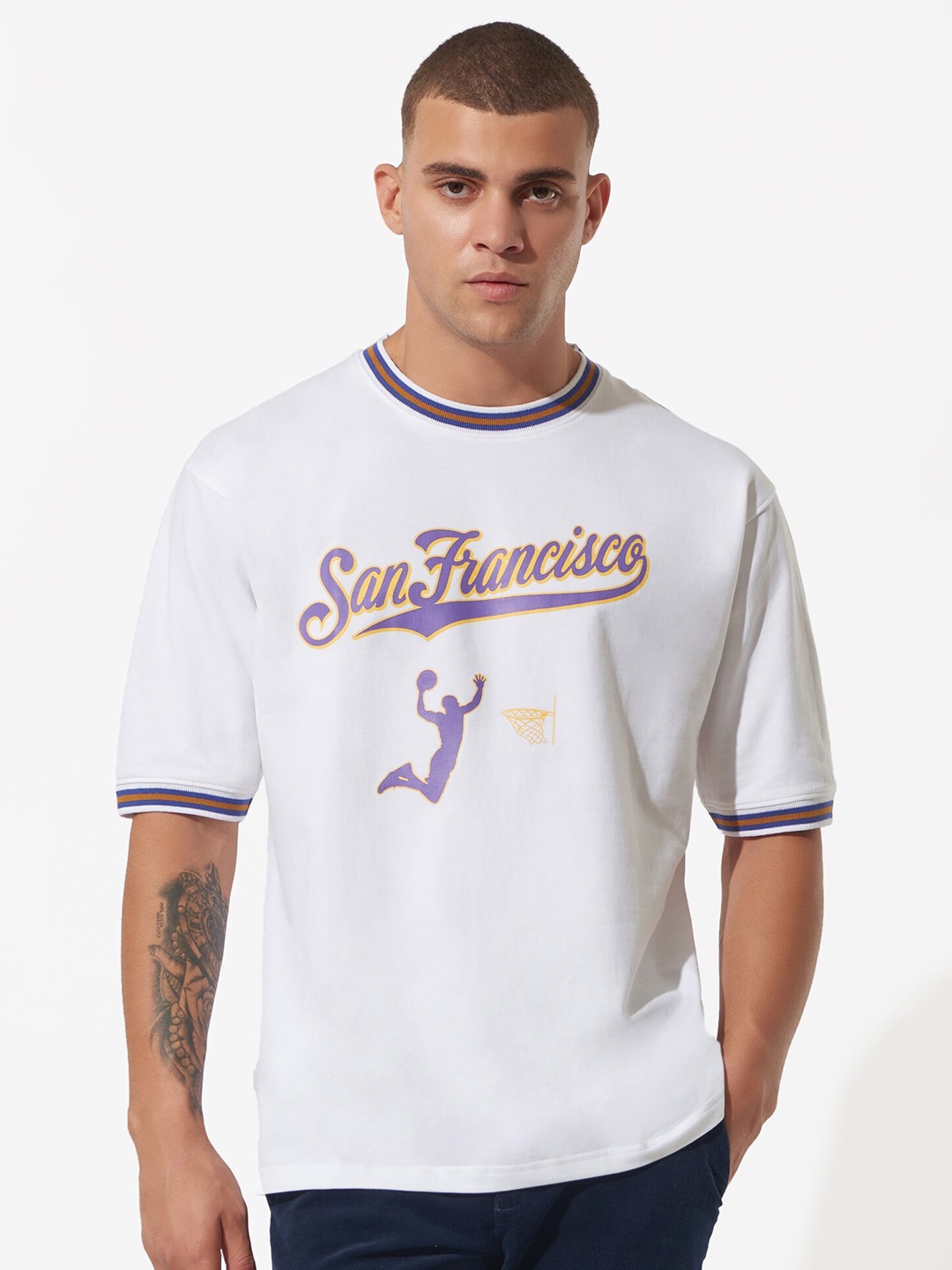 

Maniac Typography Printed Oversized Cotton T-shirt, White