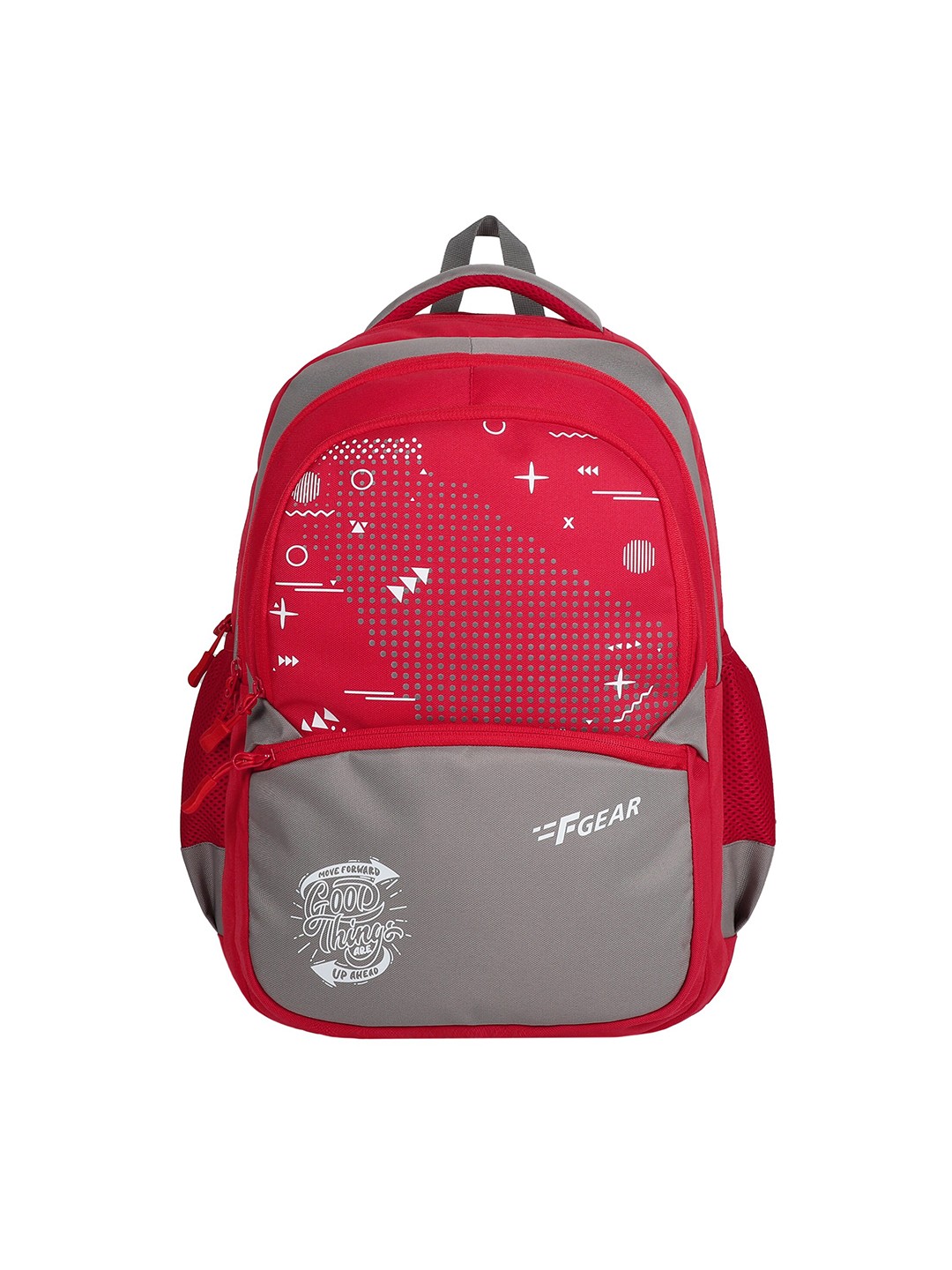 

F Gear Graphic Printed Backpack with Raincover, Red