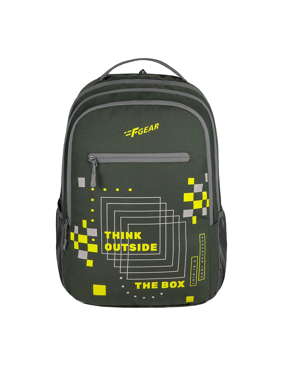 

F Gear Geometric Printed Backpack with Raincover, Green