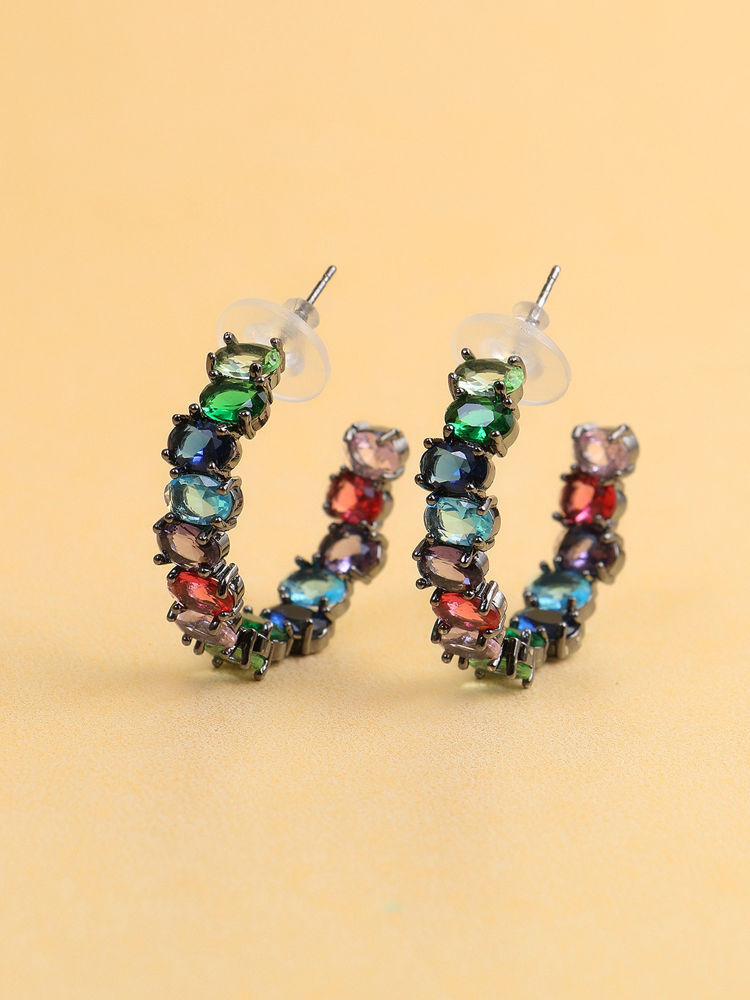

Adwitiya Collection Silver-Plated Classic Half Hoop Earrings