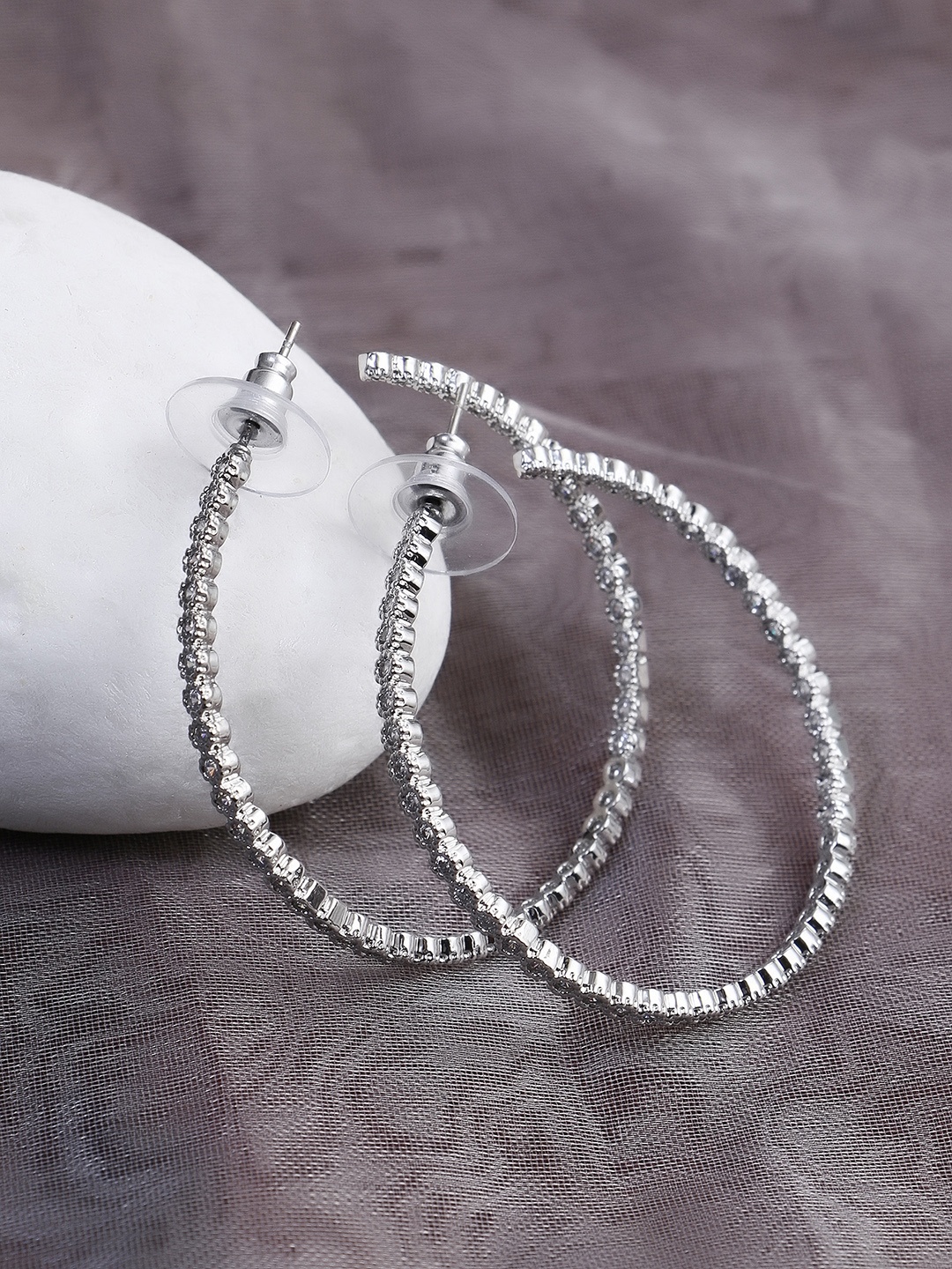 

Adwitiya Collection Silver-Plated Classic Half Hoop Earrings