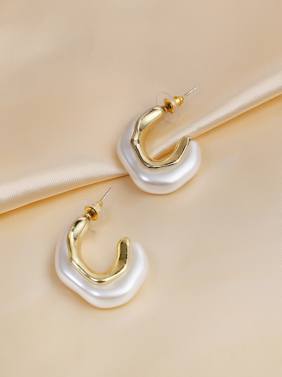 

Adwitiya Collection Gold-Plated Classic Half Hoop Earrings