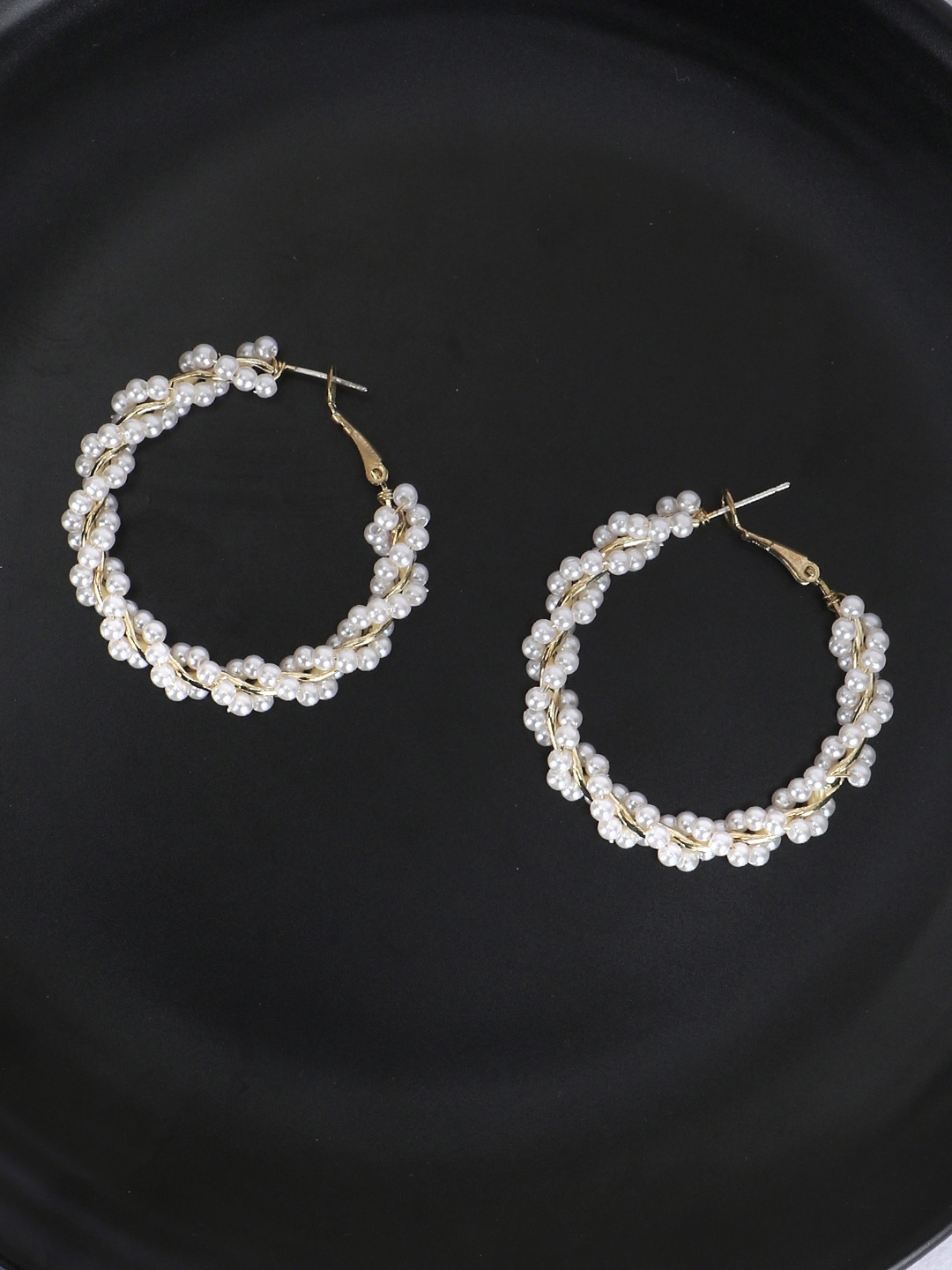 

Adwitiya Collection Gold-Plated Beaded Classic Hoop Earrings