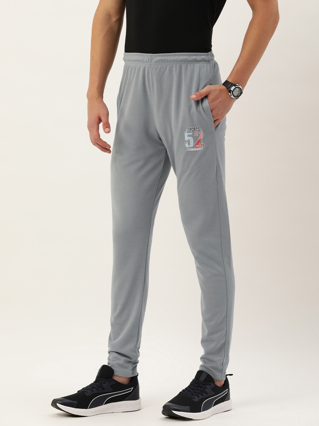 

Sports52 wear Men Brand Logo Printed Slim Fit Training Track Pants, Grey