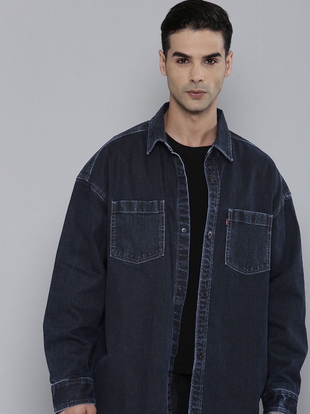 

Levis Pure Cotton Denim Oversized Shirt, Navy blue