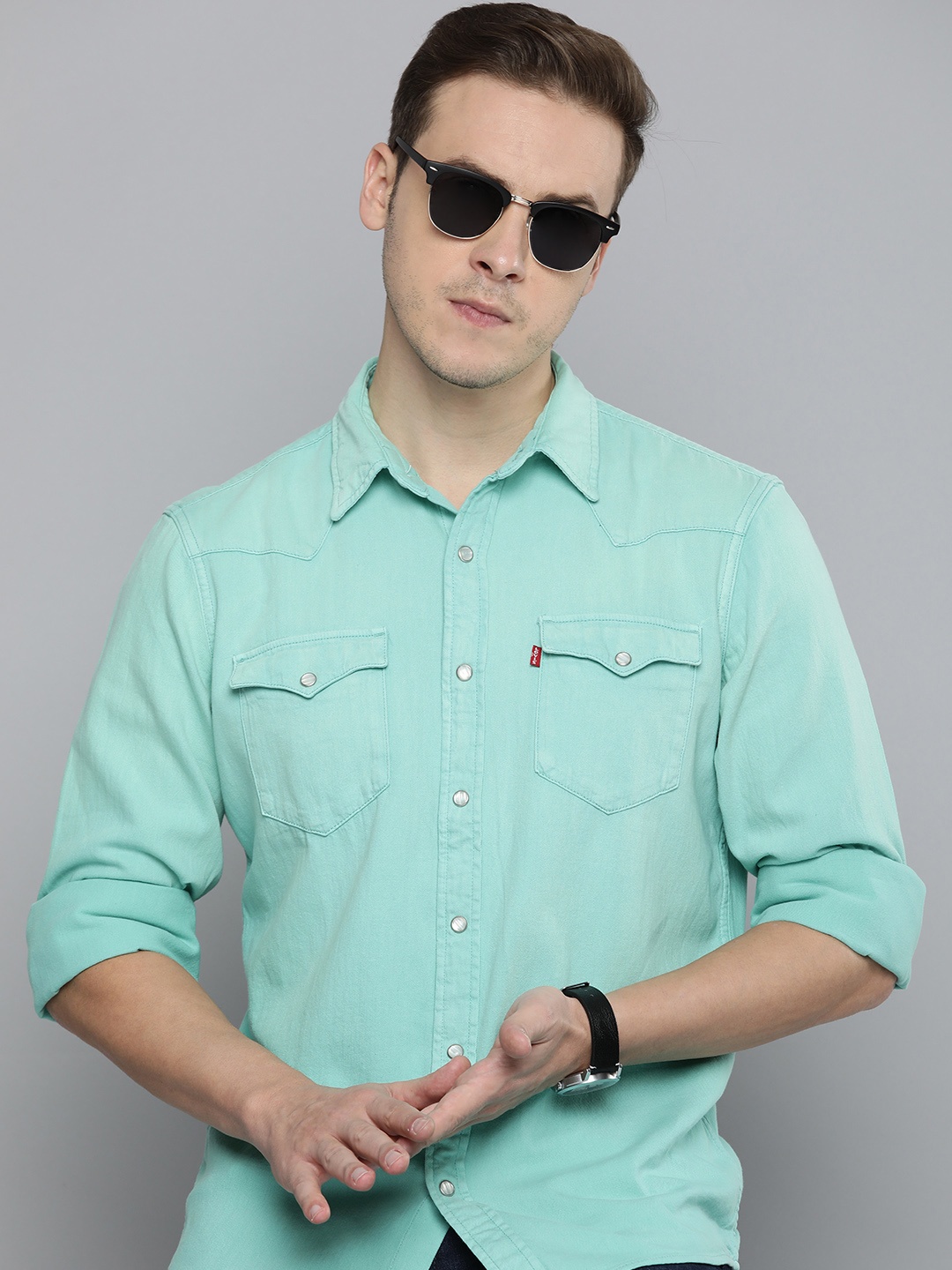

Levis Pure Cotton Standard Full Sleeves Casual Shirt, Green