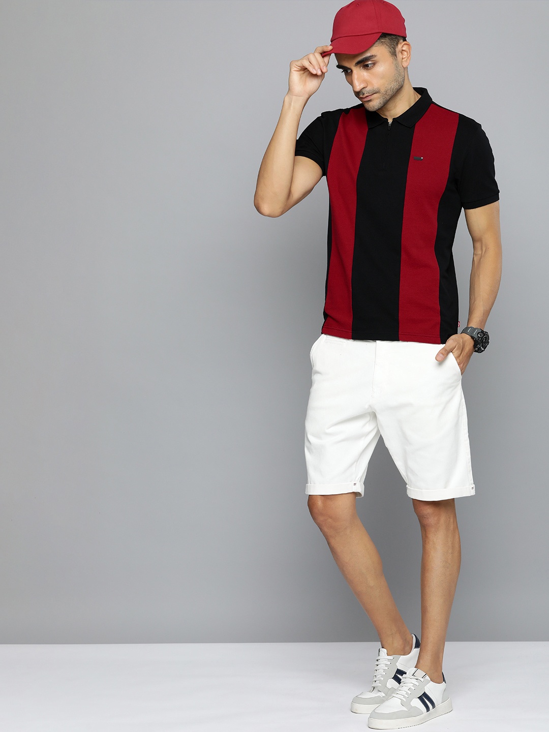 

Levis Striped Pure Cotton Polo T-shirt, Black