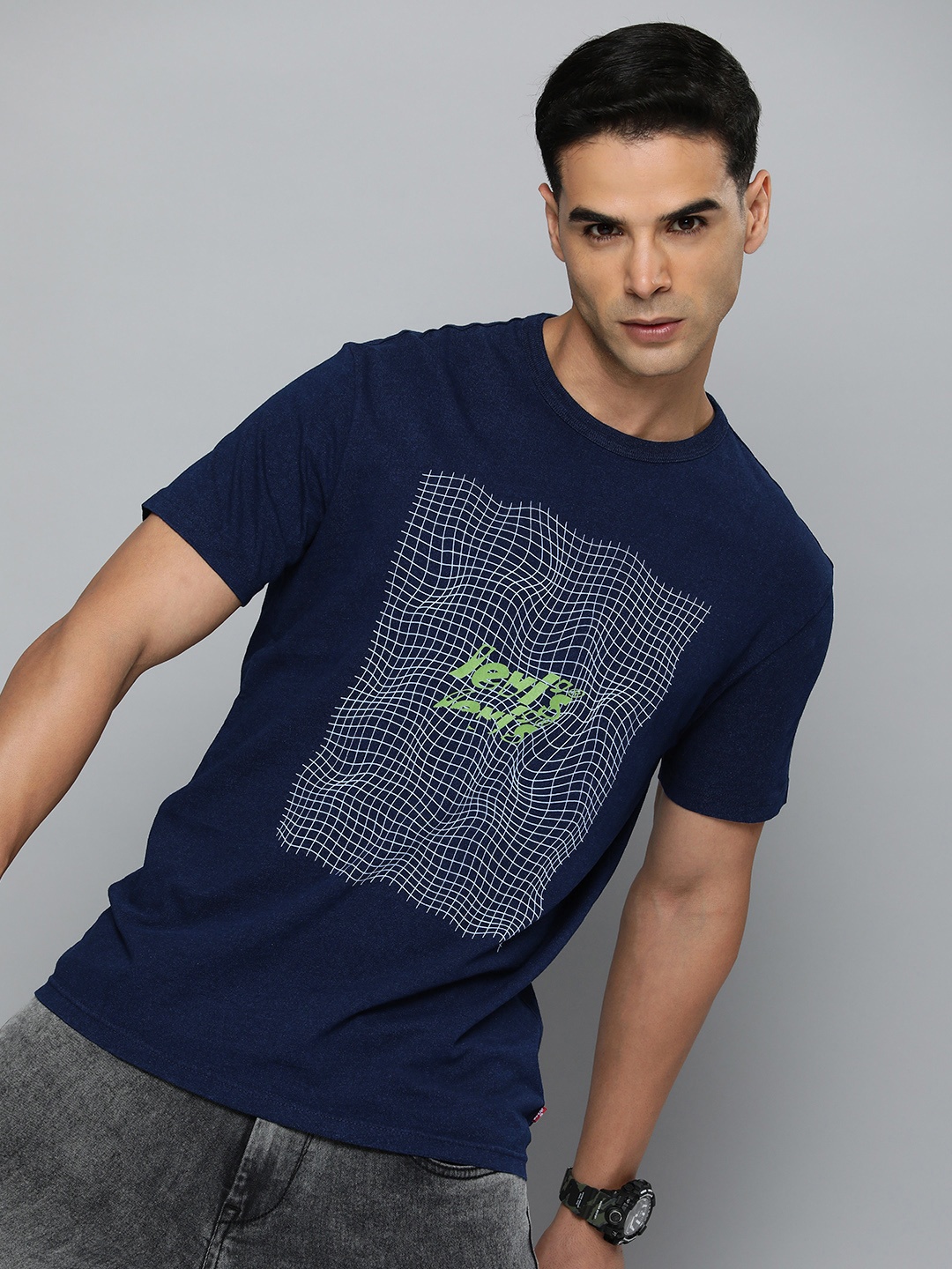 

Levis Graphic Printed Pure Cotton T-shirt, Navy blue