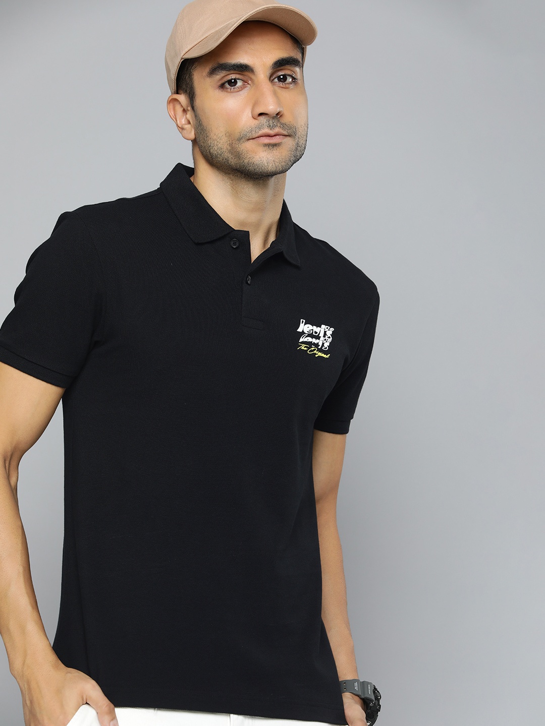 

Levis Pure Cotton Polo T-shirt, Black