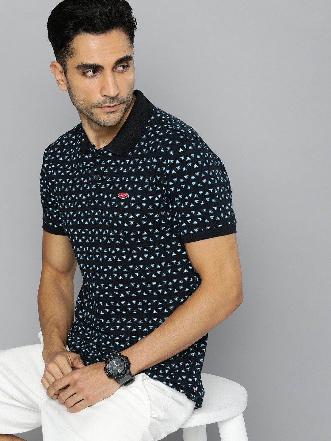 

Levis Geometric Printed Polo T-shirt, Black