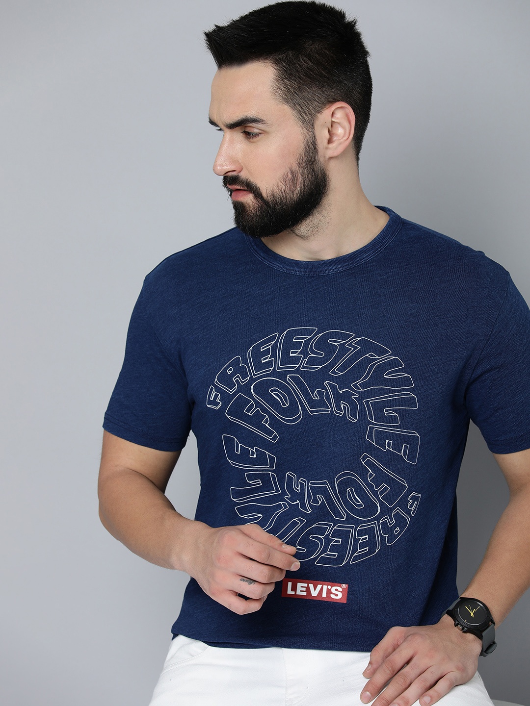 

Levis Typography Printed Pure Cotton T-shirt, Blue