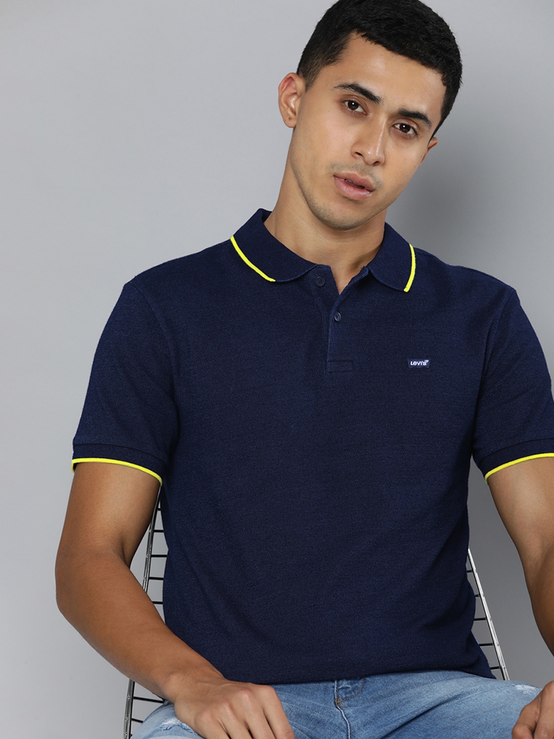 

Levis Polo Collar Pure Cotton T-shirt, Navy blue