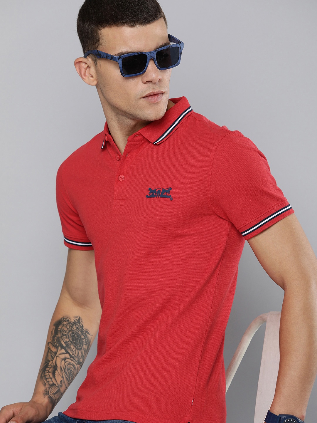 

Levis Polo Collar Applique T-shirt, Red