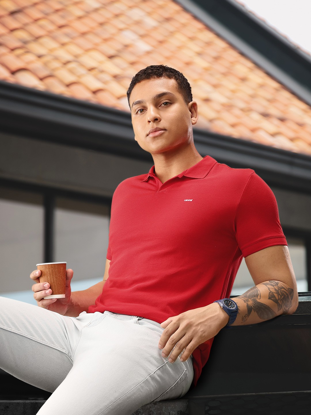 

Levis Polo Collar Pure Cotton T-shirt, Red