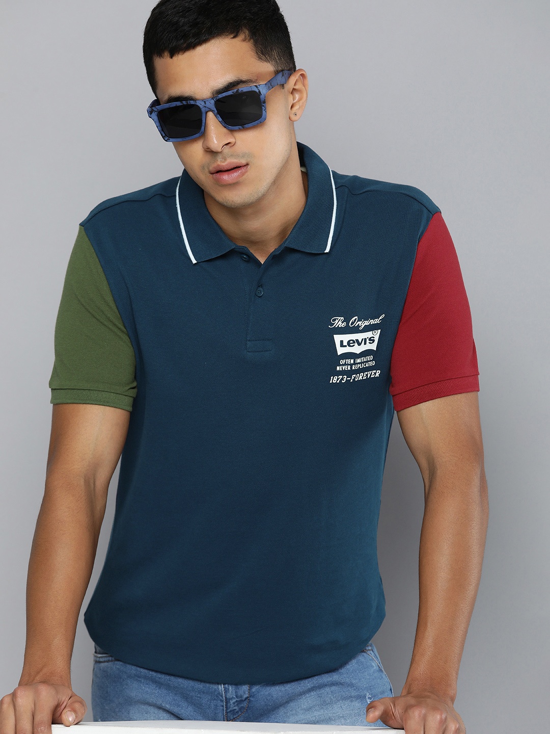 

Levis Polo Collar Pure Cotton T-shirt, Navy blue