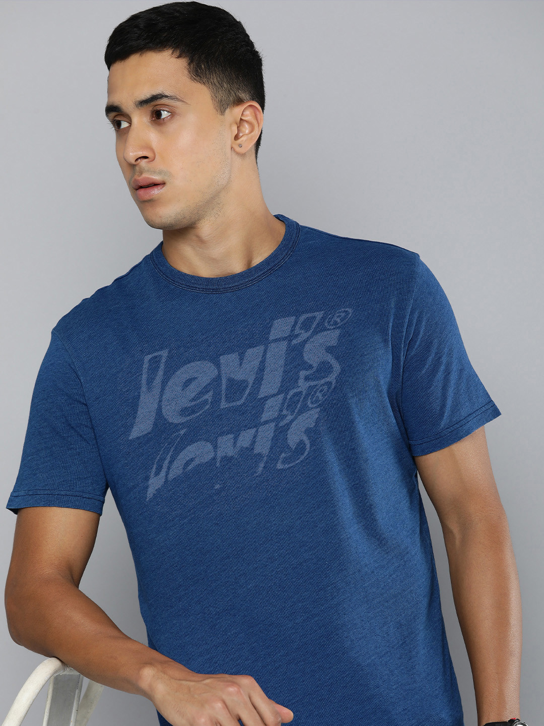 

Levis Pure Cotton Brand Logo Printed Casual T-shirt, Blue