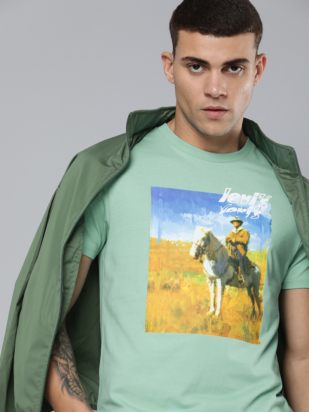 

Levis Printed Pure Cotton T-shirt, Green
