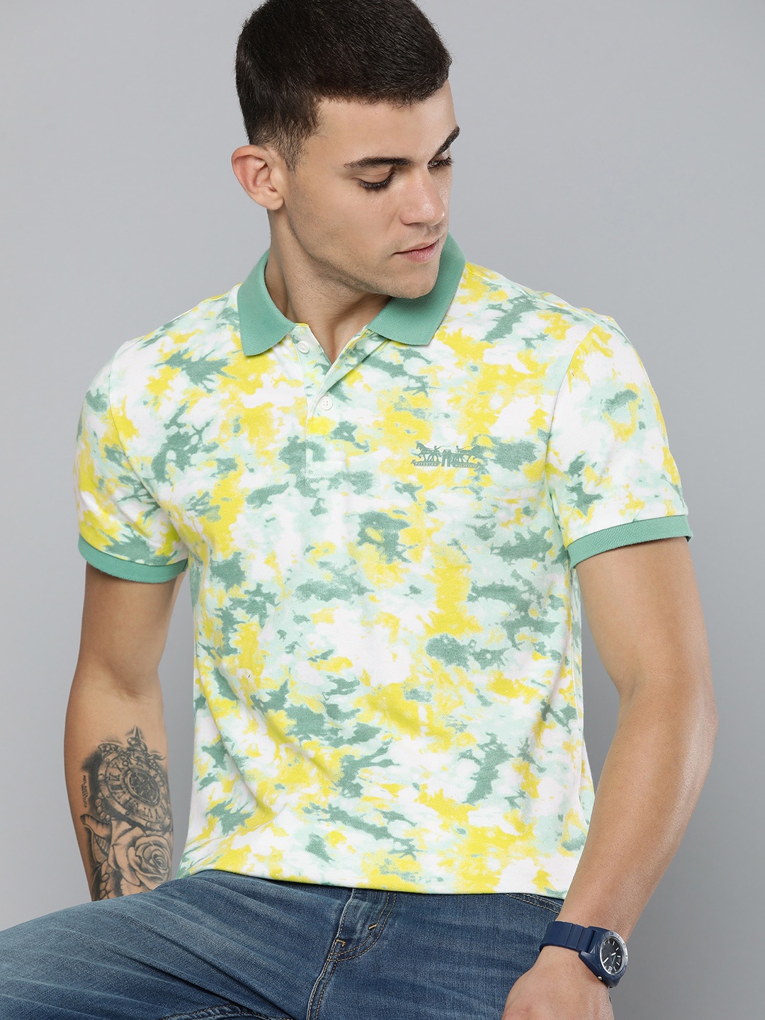 

Levis Tie and Dye Polo Collar T-shirt, White