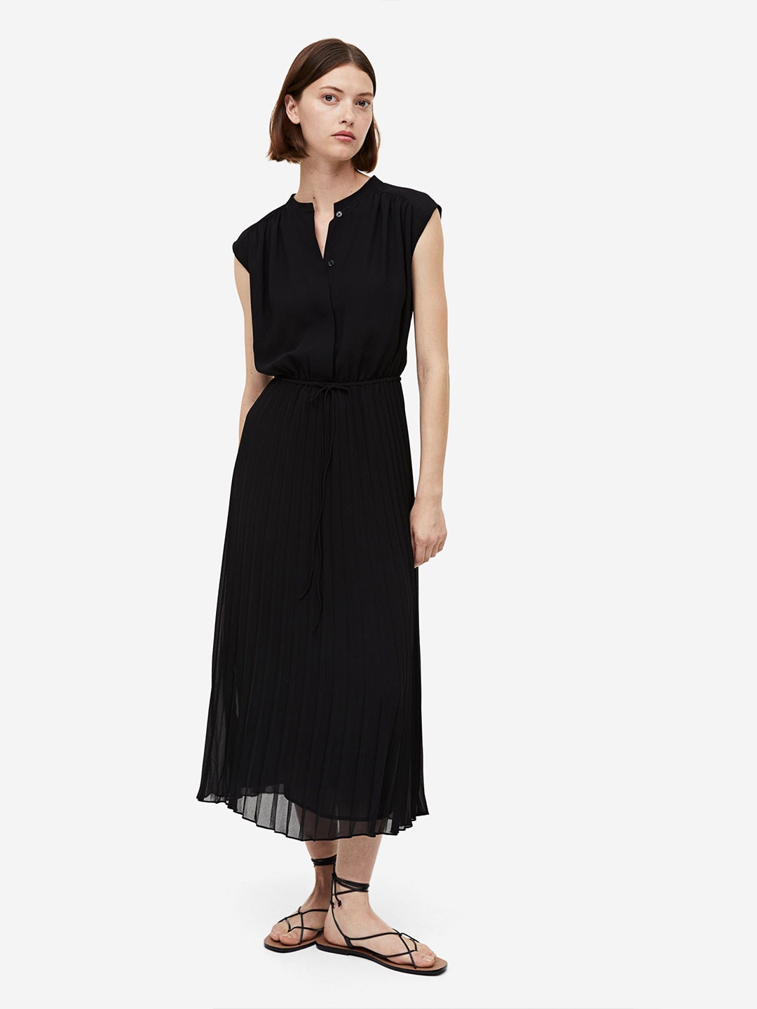 

H&M Pleated Chiffon Dress, Black