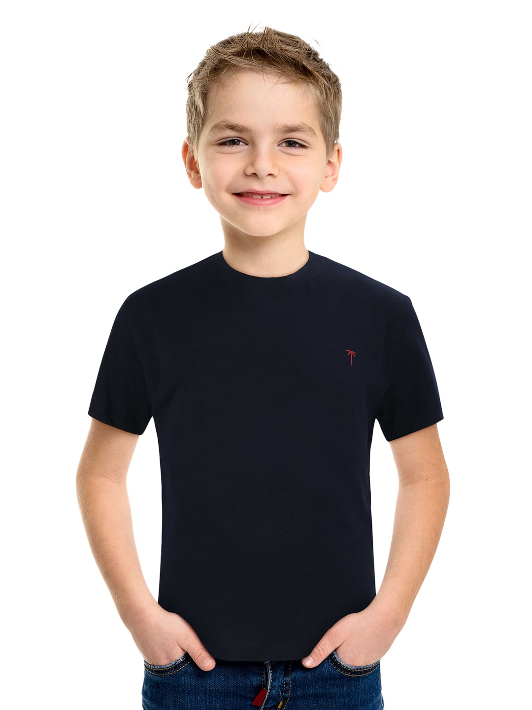 

Palm Tree Boys Round Neck Cotton T-shirt, Navy blue